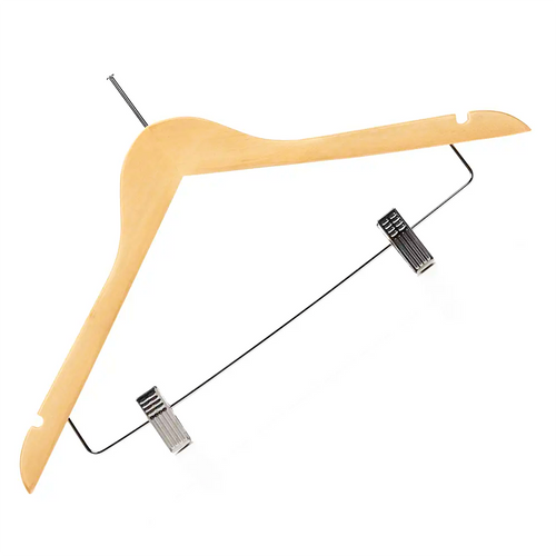 Dual Clip Wooden Security Coat Hanger