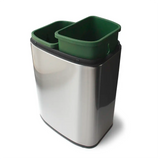 Stainless Steel Waste & Recycling Twin Bin 12L - Satin Steel