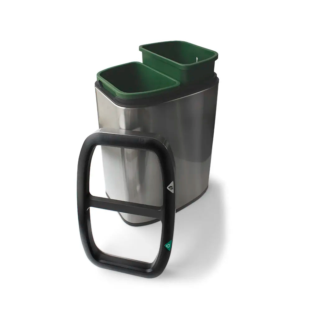 Stainless Steel Waste & Recycling Twin Bin 12L - Satin Steel