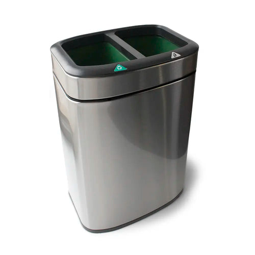 Stainless Steel Waste & Recycling Twin Bin 12L - Satin Steel