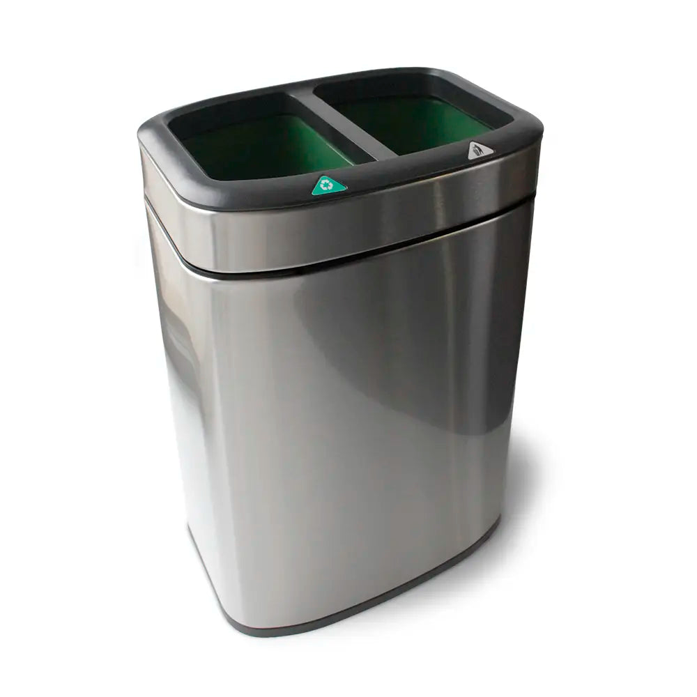 Stainless Steel Waste & Recycling Twin Bin 12L - Satin Steel