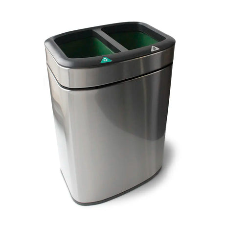 Stainless Steel Waste & Recycling Twin Bin 12L - Satin Steel