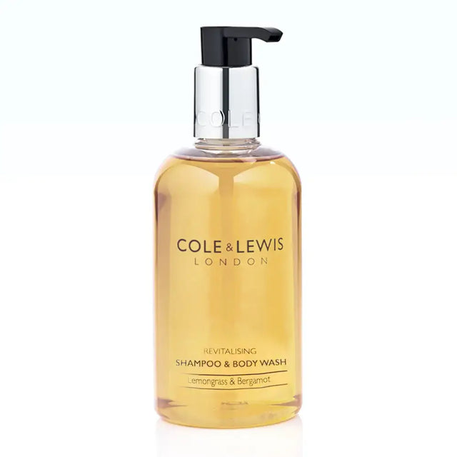 Cole & Lewis shampoo and body wash bottle on a white background