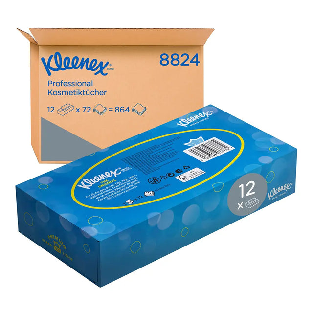 Kleenex facial tissue boxes with visible branding on a white background