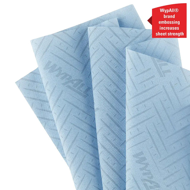 Blue paper with WypAll branding on a white background