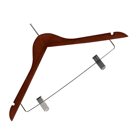 Dual Clip Wooden Security Coat Hanger