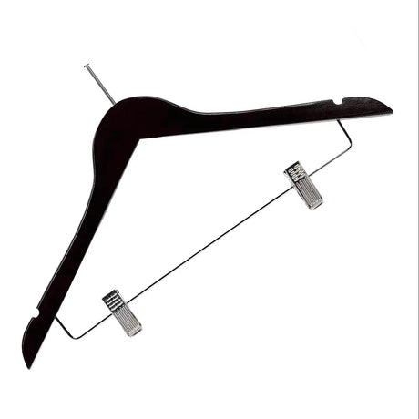 Dual Clip Wooden Security Coat Hanger