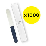 Manicure set with a white handle and blue base, shown with packaging and a yellow circle with 'x1000' text.