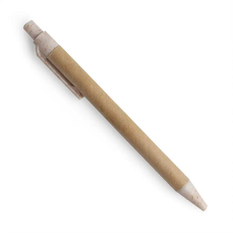 Recycled paper pen with neutral accents on a white background