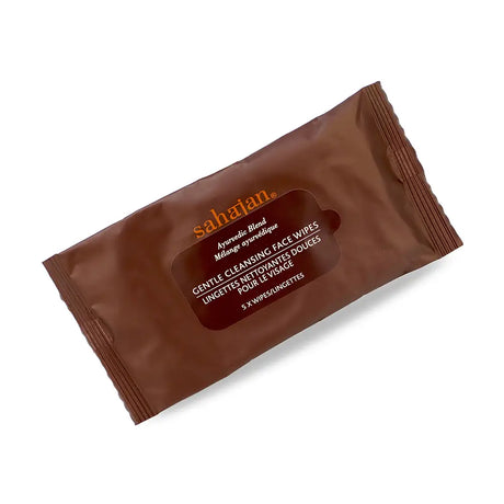 Brown package of Sahajan face wipes on a white background