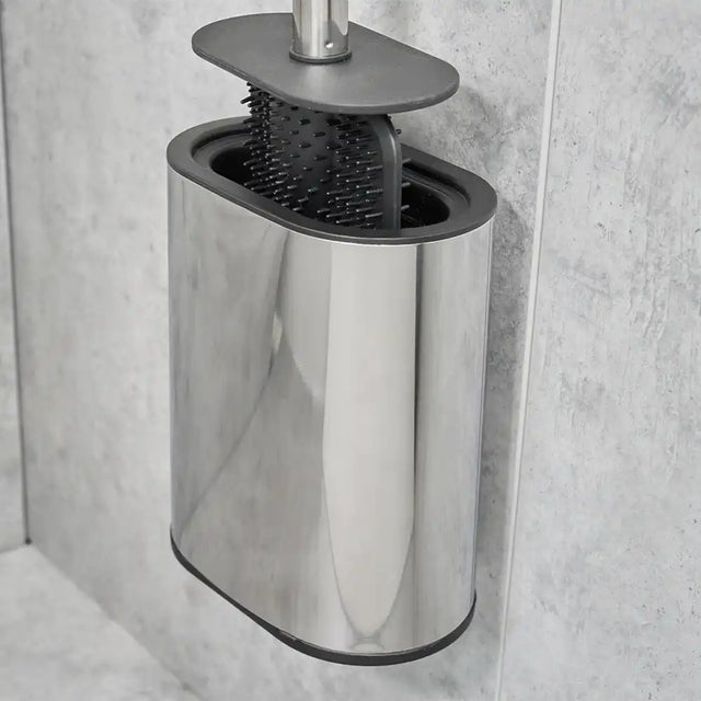 Polished steel toilet brush