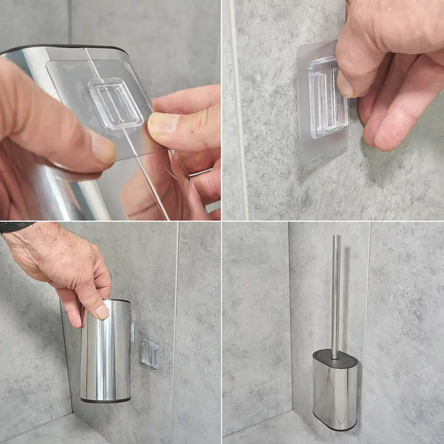 Polished steel toilet brush