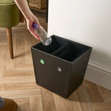 Faux Leather Waste & Recycling Twin Bin 12L - Black