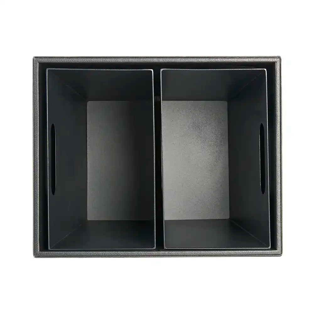 Faux Leather Waste & Recycling Twin Bin 12L - Black