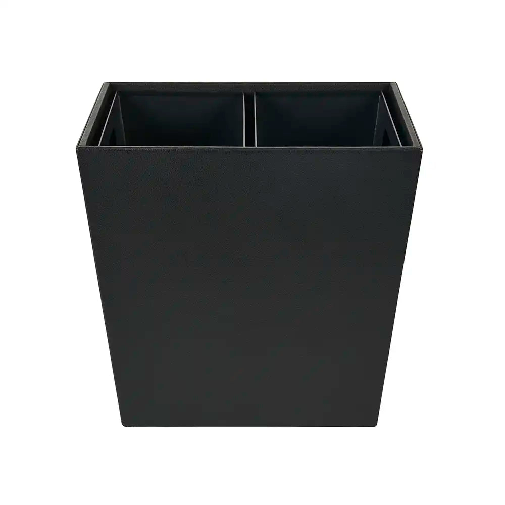 Faux Leather Waste & Recycling Twin Bin 12L - Black