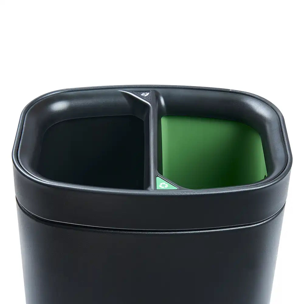 Stainless Steel Waste & Recycling Twin Bin 12L - Black