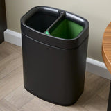 Stainless Steel Waste & Recycling Twin Bin 12L - Black