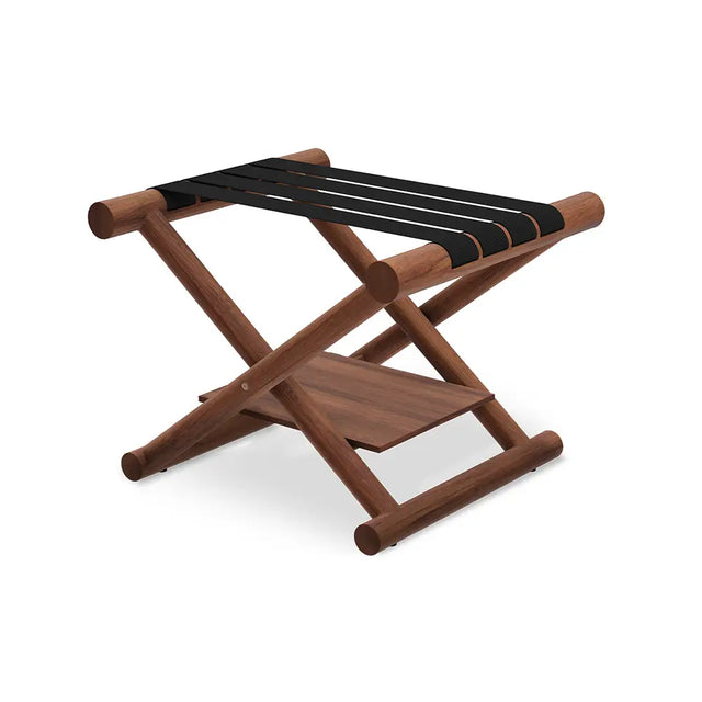 Wooden luggage rack on a white background
