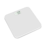 White digital bathroom scale on a white background