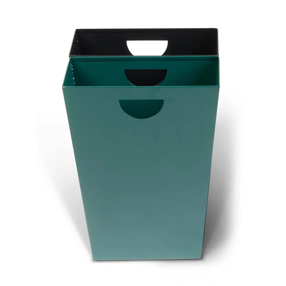 Green and black waste internal containers with handles on a white background