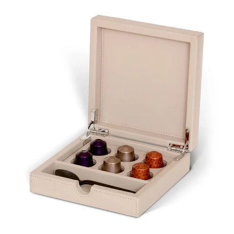 Beige condiment box on a white background