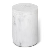 Marble-patterned cylindrical container on a white background