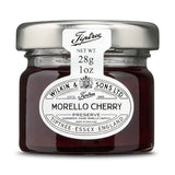 Jar of Tiptree Morello Cherry Preserve with a white label on a white background