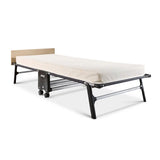 Foldable bed with mattress on a white background