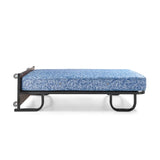 Bed with metal frame on a white background