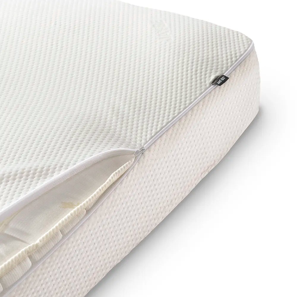 Mattress protector with a zipper on a white background