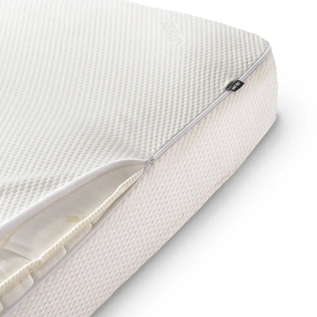 Mattress protector with a zipper on a white background