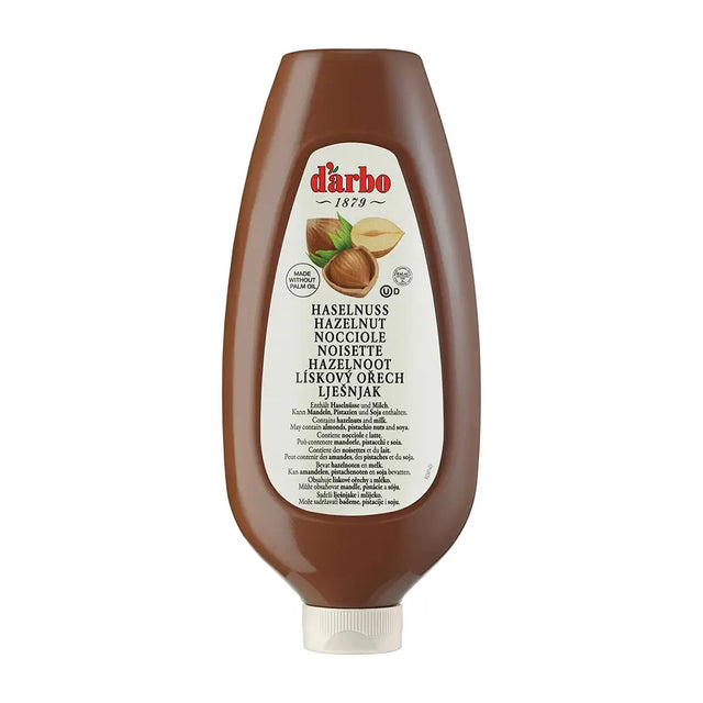 Darbo hazelnut spread squeezy bottle, made without palm oil