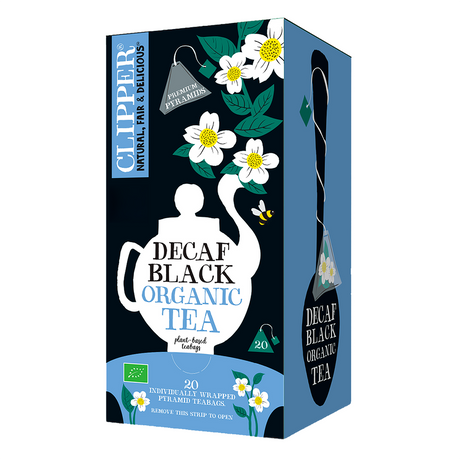 Clipper Premium Organic Decaf Pyramid Tea Bags - Tag & Envelope