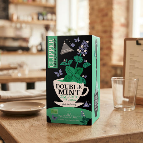 Clipper Premium Organic Double Mint Pyramid Tea Bags - Tag & Envelope