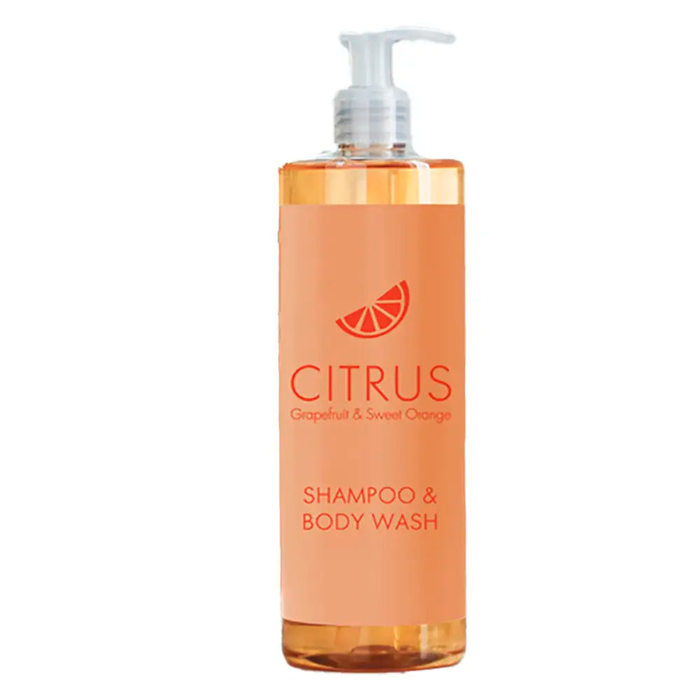 500ml Bottle of Citrus Grapefruit & Sweet Orange Shampoo & Body Wash with a pump on a white background