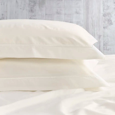 Image featuring Rich cream Easy-care Percale Oxford Pillowcase - Pair
