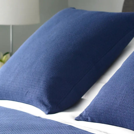Navy Ashley Cushion - waffle style knit and fine rib detail 