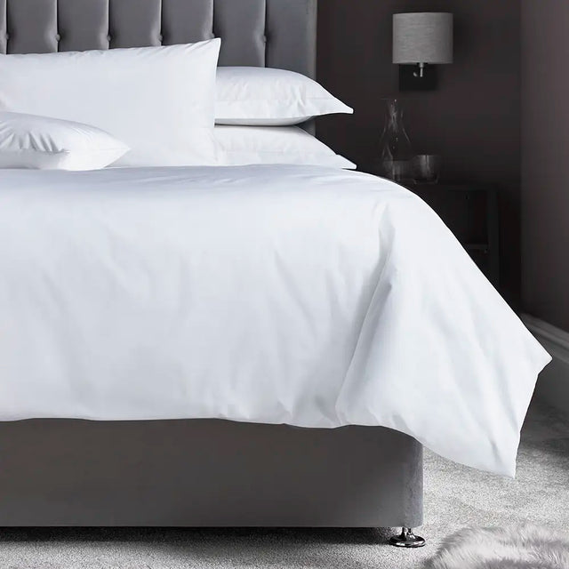 Classic Cotton Percale 200 Thread Count Duvet Cover in bedroom lifestyle setting 