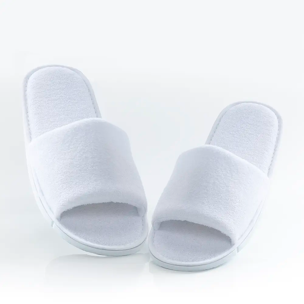 Terry Slippers with Non-Slip EVA Sole Open Toe 