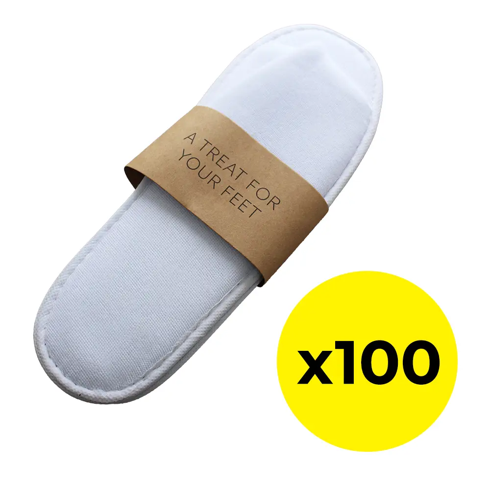 Polyester Terry Slippers - Pack of 100 Pairs