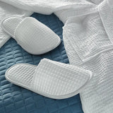 Classic Waffle Slippers with Closed Toe and waffle robe