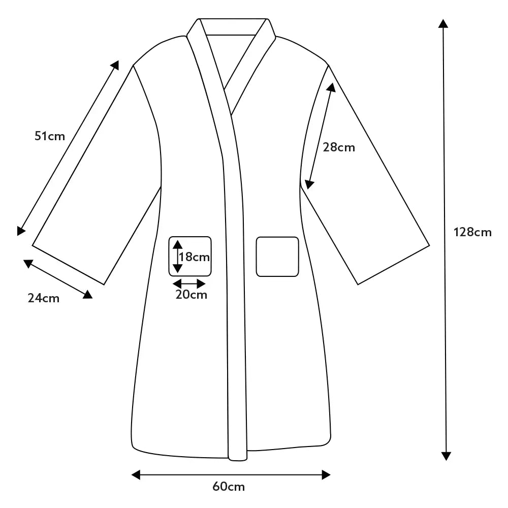 Easycare Terry Bathrobe dimentions guide 