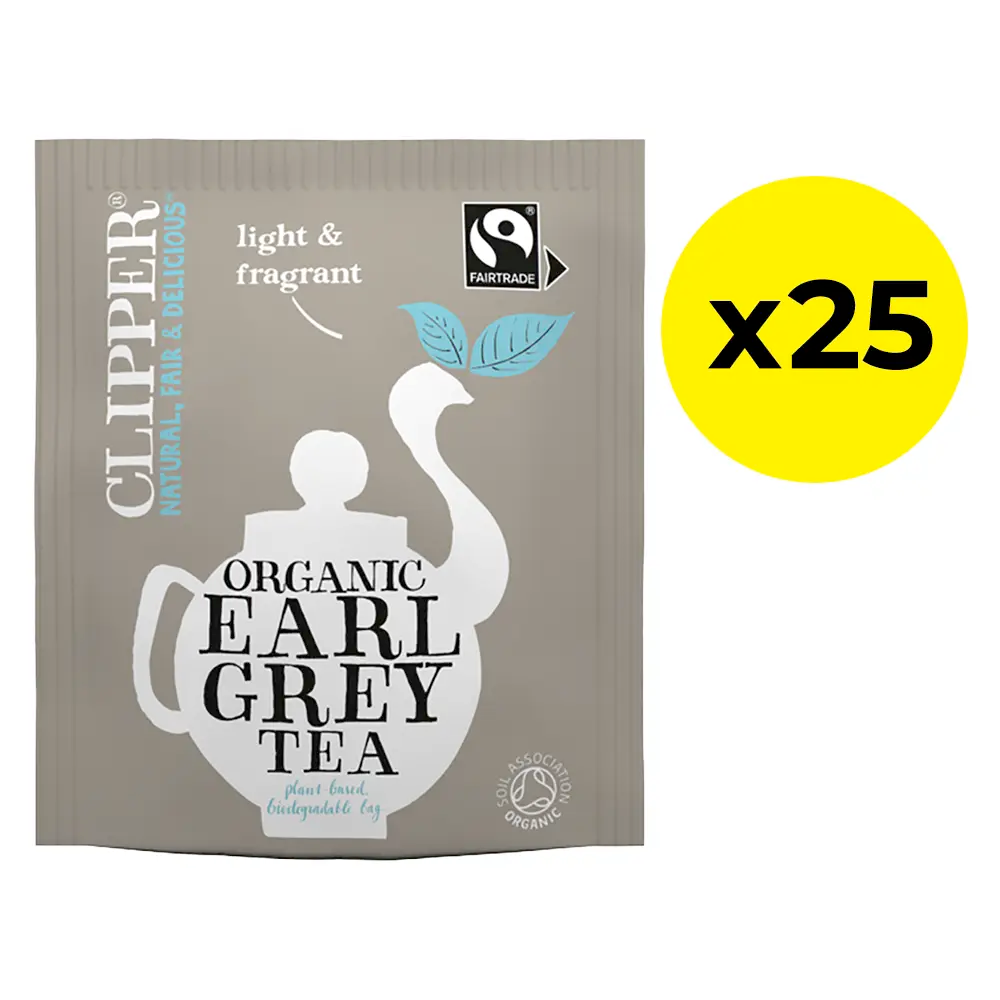 Clipper Fairtrade Organic Earl Grey Tea Bags - Tag & Envelope