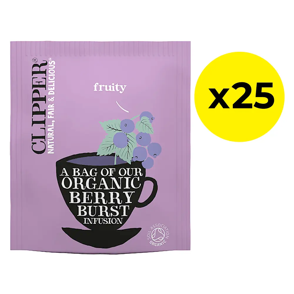 Clipper Organic Berry Burst Tea Bags - Tag & Envelope