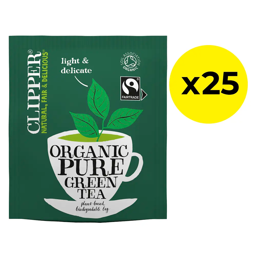 Clipper Fairtrade Organic Green Tea Bags - Tag & Envelope