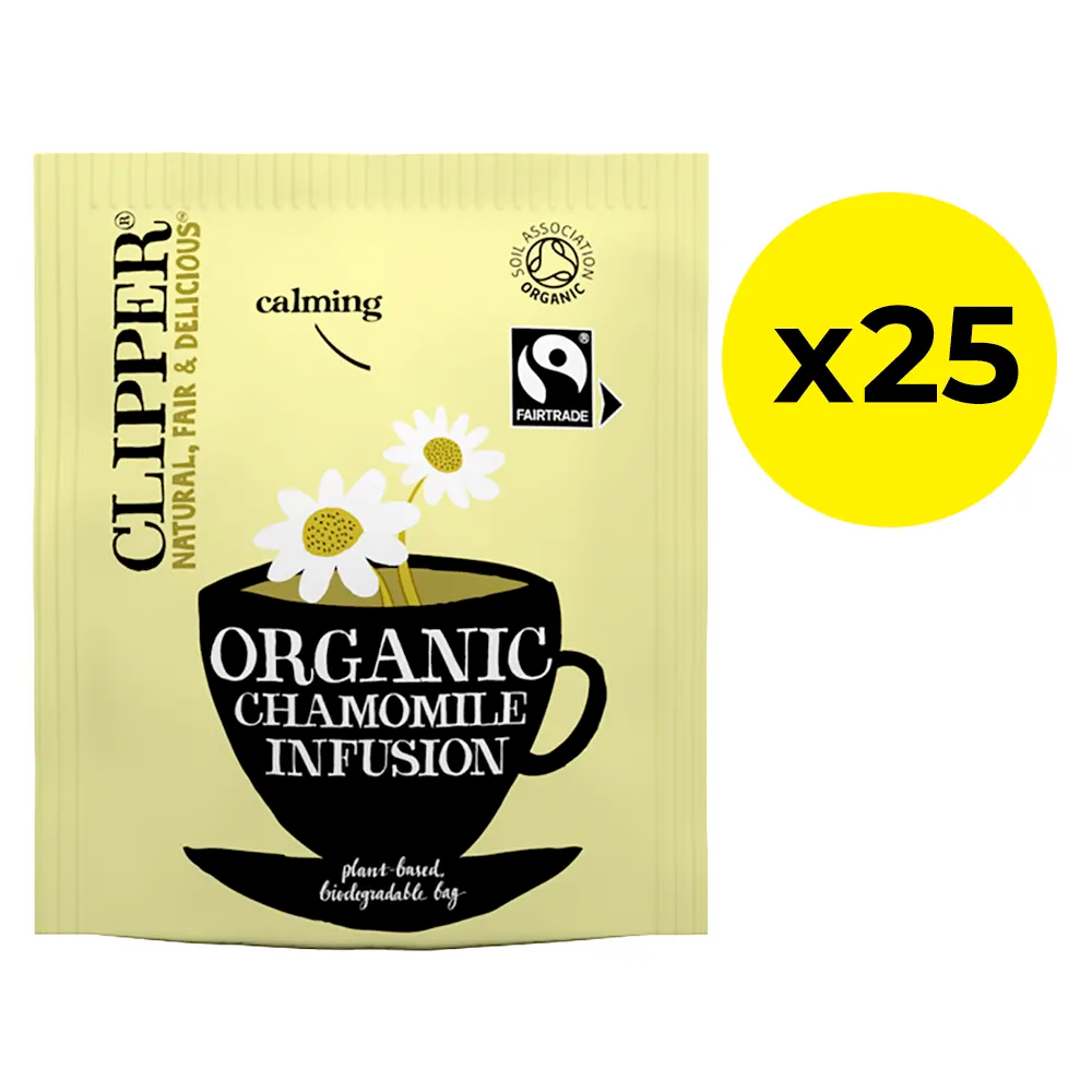 Clipper Fairtrade Organic Chamomile Tea Bags - Tag & Envelope pack of 25