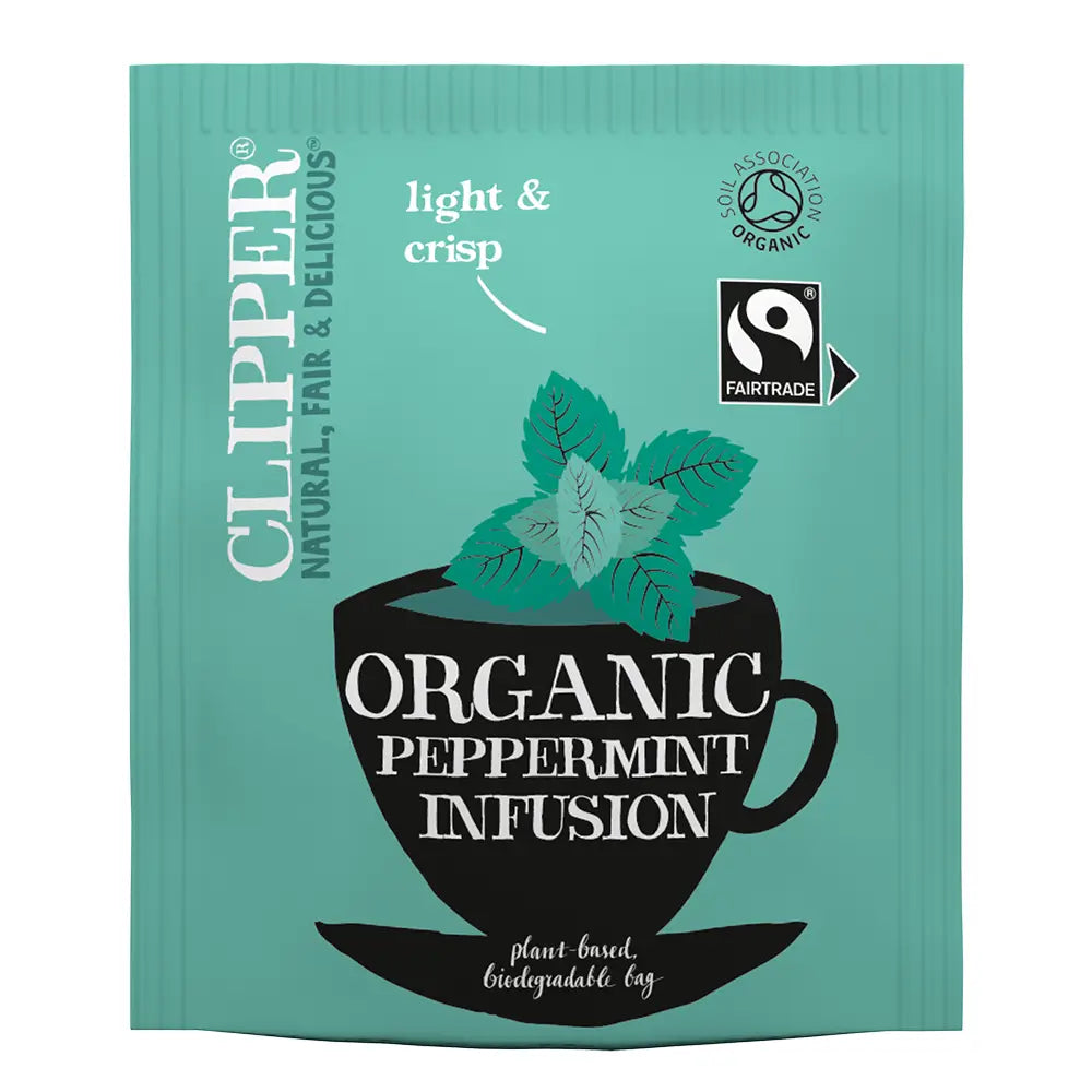 Clipper Fairtrade Organic Peppermint Tea Bags - Tag & Envelope pack of 25 