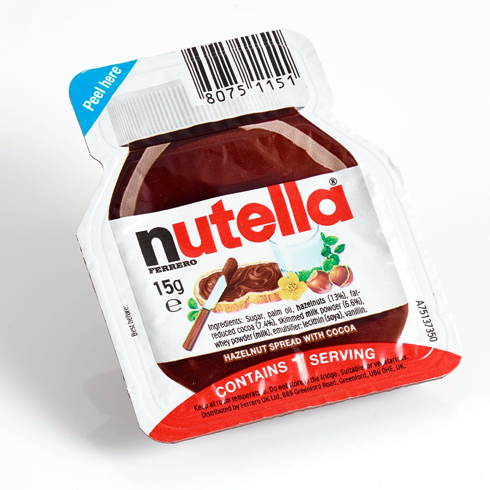 Individual portion pack of Nutella hazelnut spread