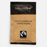 Front of wheatleys South American Coffee Blend packet with Fairtrade logo on a white background