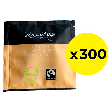 Wheatleys Peruvian Decaffeinated Coffee Bag with Fairtrade logo  - pack of 300